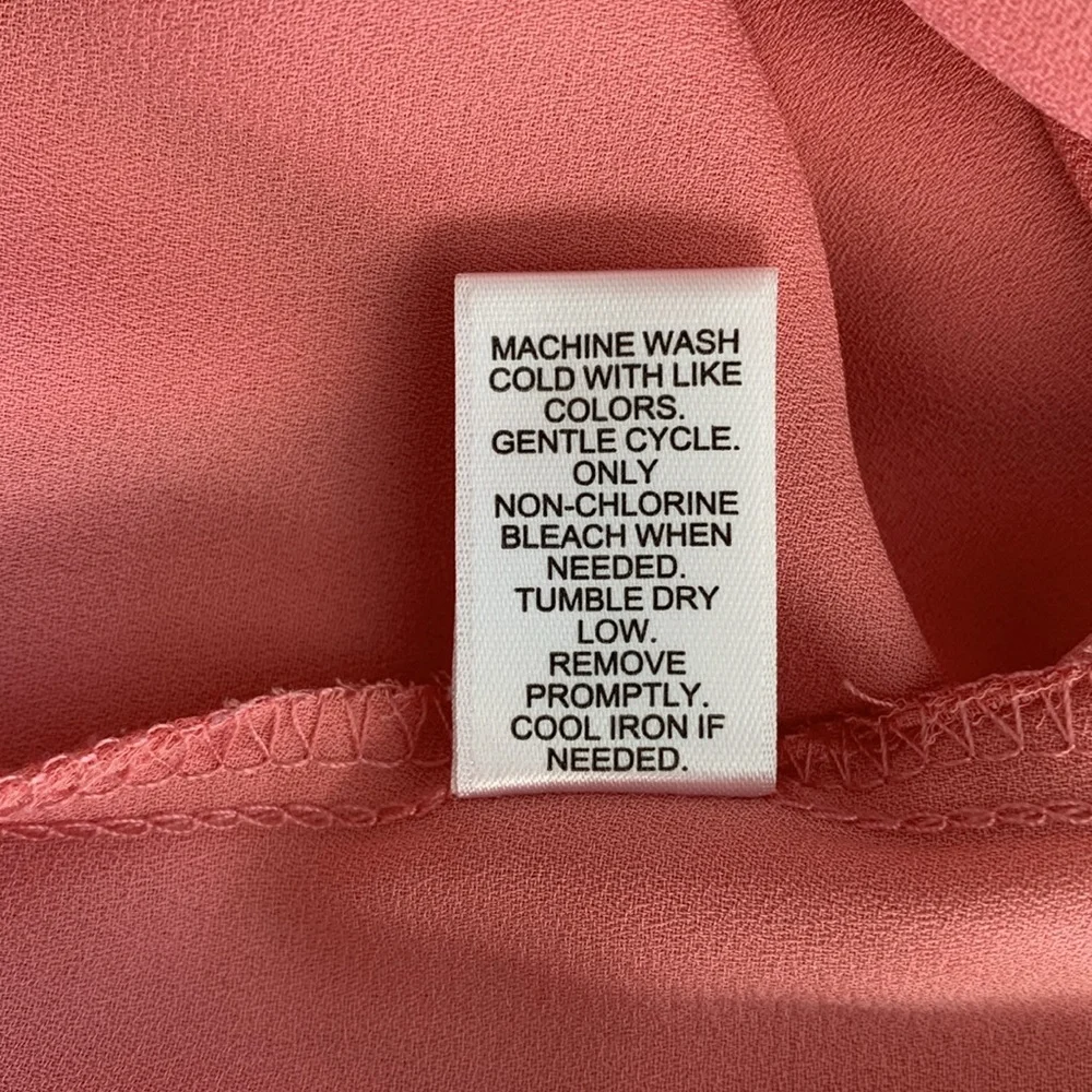 CATO Women’s PLUS Blouse Coral Split Neck‎ Button Sleeve High/Low Hem 18/20W - Picture 10 of 14